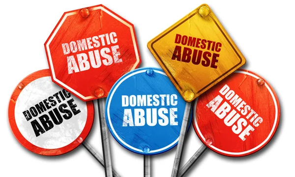 Domestic abuse, 3D rendering, street signs — Stock Photo, Image