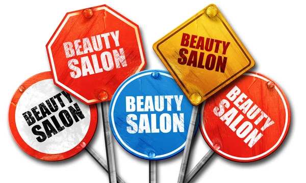 Beauty salon, 3D rendering, street signs — Stock Photo, Image