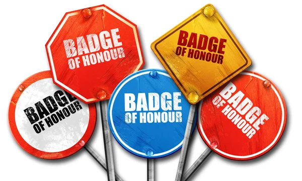 Badge d'honneur, rendu 3D, panneaux de signalisation — Photo