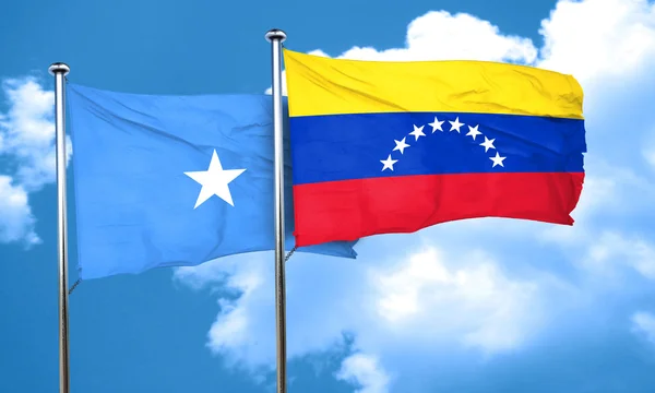 Somaliafahne mit venezuela-Fahne, 3D-Darstellung — Stockfoto