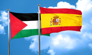Filistin bayrağı İspanya bayrağı, 3d render ile