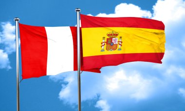 İspanya bayrağı, 3d render ile Peru bayrağı