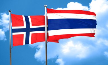 Norveç bayrağı Tayland bayrağı, 3d render ile