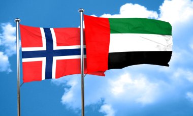 Birleşik Arap Emirlikleri bayrağı, 3d render ile Norveç bayrağı