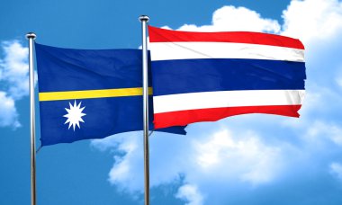 Nauru bayrak Tayland bayrağı, 3d render ile