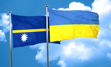 Nauru bayrak Ukrayna bayrağı, 3d render ile