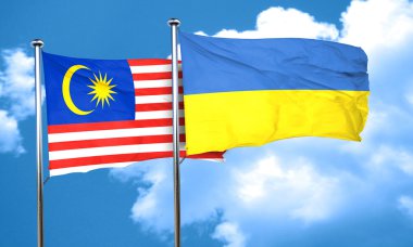 Ukrayna bayrağı, 3d render ile Malezya bayrağı