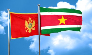 Surinam bayrak, 3d render ile Karadağ bayrağı