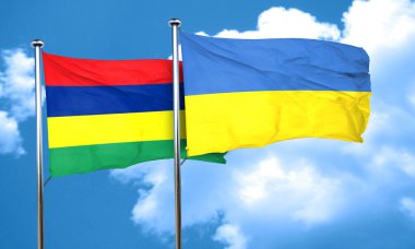 Mauritius bayrak Ukrayna bayrağı, 3d render ile