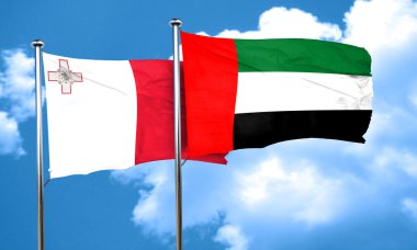 Birleşik Arap Emirlikleri bayrağı, 3d render ile Malta bayrağı