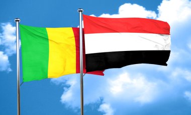 Yemen bayrak, 3d render ile mali bayrağı