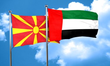 Birleşik Arap Emirlikleri bayrağı, 3d render ile Makedonya bayrak