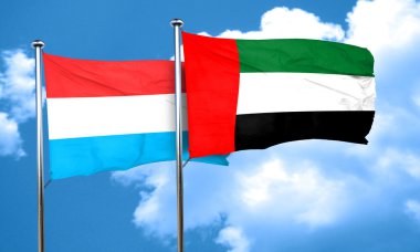 Birleşik Arap Emirlikleri bayrağı, 3d render ile Lüksemburg bayrağı