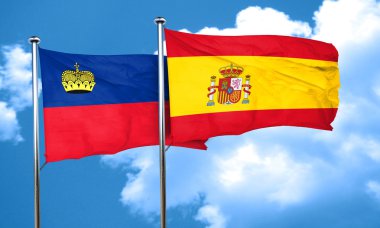 İspanya bayrağı, 3d render ile Lihtenştayn bayrağı