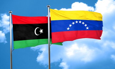 Venezuela bayrak, 3d render ile Libya bayrağı