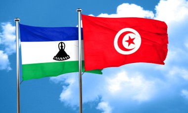 Lesoto bayrağı Tunus bayrağı, 3d render ile