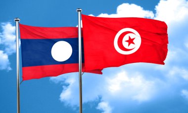 Laos bayrağı Tunus bayrağı, 3d render ile