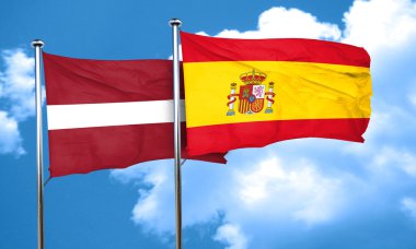 İspanya bayrağı, 3d render ile Letonya bayrağı