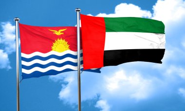 Kiribati bayrak Birleşik Arap Emirlikleri bayrağı, 3d render ile