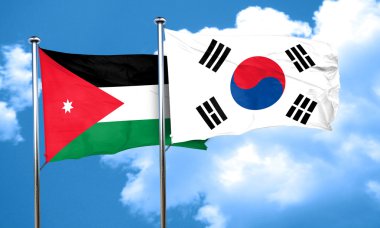 Güney Kore bayrağı, 3d render bayrakla Jordan