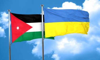 Jordan bayrak Ukrayna bayrağı, 3d render ile