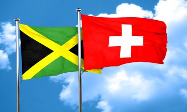 Jamaika bayrağını İsviçre bayrağı, 3d render ile