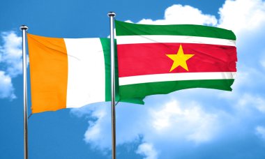 Fildişi Sahili bayrağı Surinam bayrak, 3d render ile