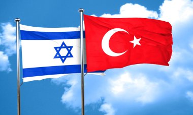 Türkiye ile İsrail bayrağı bayrak, 3d render