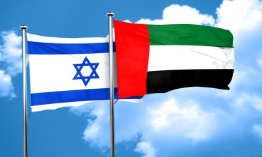 Birleşik Arap Emirlikleri bayrağı, 3d render ile İsrail bayrağı