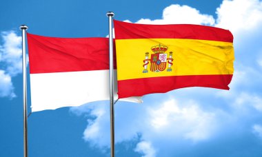 Endonezya bayrağı İspanya bayrağı, 3d render ile