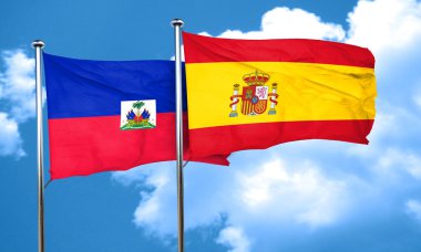 İspanya ile Haiti bayrak bayrak, 3d render