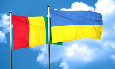 Ukrayna bayrağı, 3d render ile Gine bayrağı