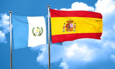 Guatemala bayrağı İspanya bayrağı, 3d render ile