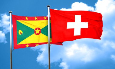 Grenada bayrağı İsviçre bayrağı, 3d render ile