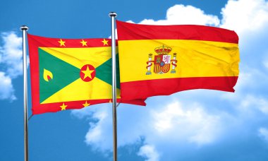 Grenada bayrağı İspanya bayrağı, 3d render ile