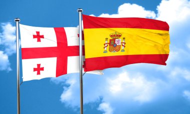 Georgia bayrak İspanya bayrağı, 3d render ile