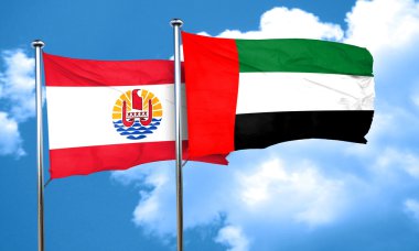 Birleşik Arap Emirlikleri bayrağı, 3d render ile Fransız Polinezyası bayrak