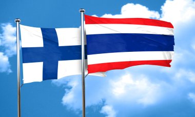 Tayland bayrağı, 3d render ile Finlandiya bayrağı