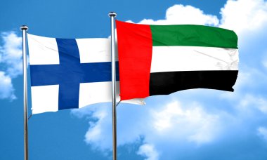 Birleşik Arap Emirlikleri bayrağı, 3d render ile Finlandiya bayrağı