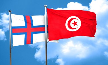 Faroe Adaları bayrağı Tunus bayrağı, 3d render ile