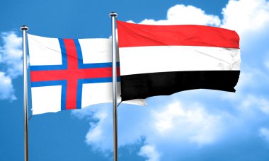 Faroe Adaları bayrağı Yemen bayrak, 3d render ile