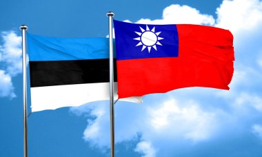 Tayvan bayrağı, 3d render ile Estonya bayrağı