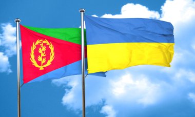 Eritre bayrak Ukrayna bayrağı, 3d render ile