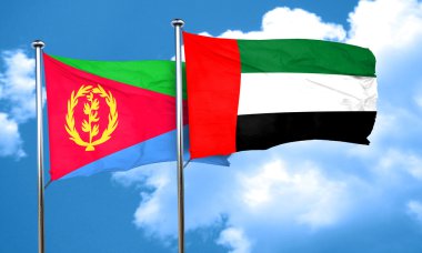 Birleşik Arap Emirlikleri bayrağı, 3d render ile Eritre bayrak