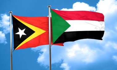 Doğu timor bayrağı Sudan bayrağı, 3d render ile