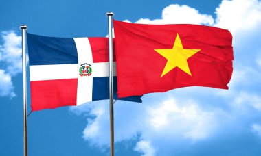 Vietnam bayrağı, 3d render ile Dominik Cumhuriyeti bayrağı