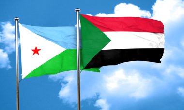 Cibuti bayrağı Sudan bayrağı, 3d render ile