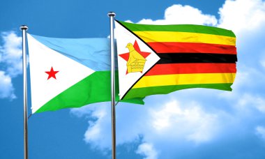 Zimbabve bayrağı, 3d render ile Cibuti bayrağı