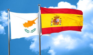 Kıbrıs bayrağı İspanya bayrağı, 3d render ile