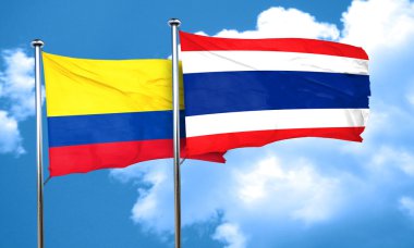 Kolombiya bayrak Tayland bayrağı, 3d render ile